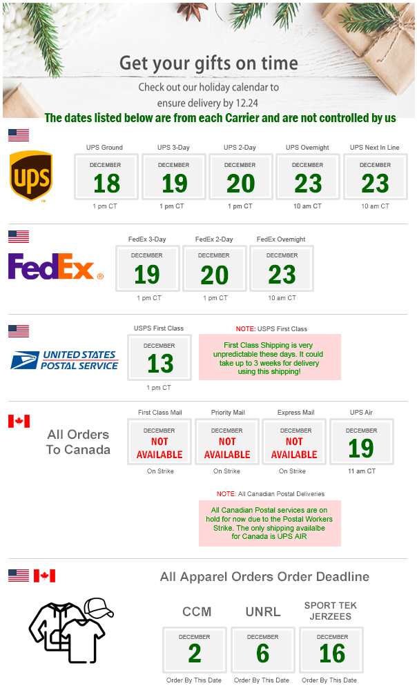 Holiday Shipping Deadlines