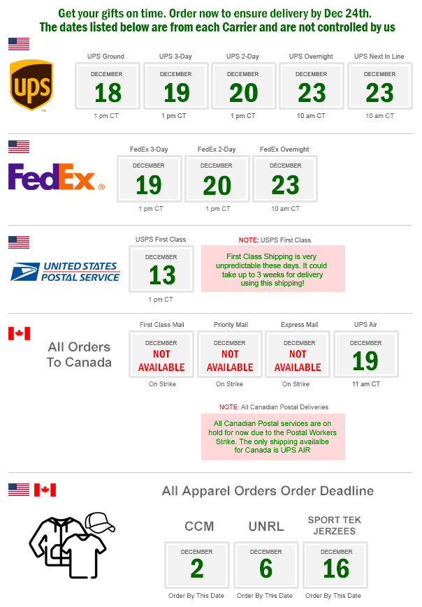 Holiday Shipping Deadlines